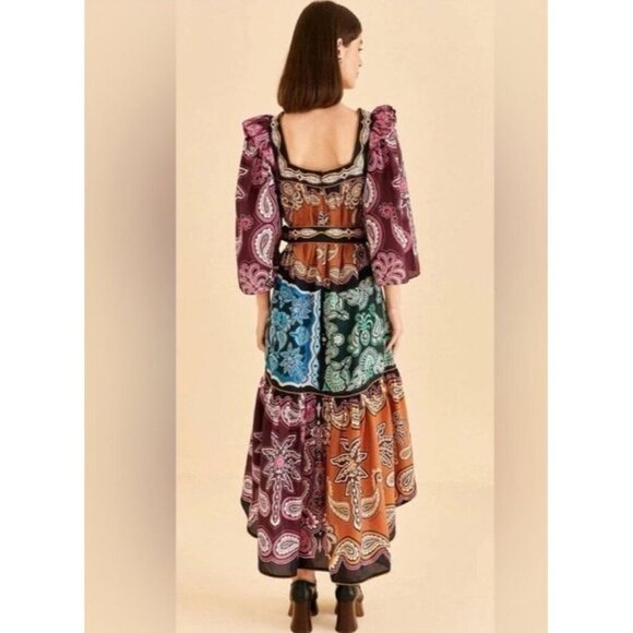 New Farm Rio Multicolor Sweet Mermaids Midi Dress Salt Island Beaded Tiered M - Picture 2 of 12